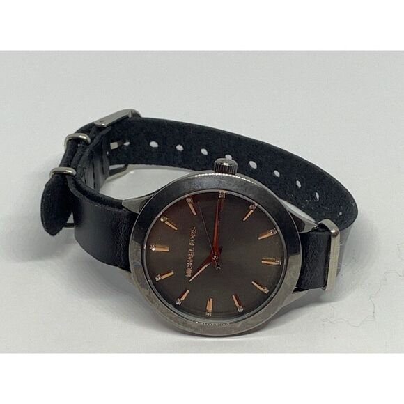 Michael Kors MK3537 Unisex Leather Analog Gray Dial Genuine Wrist Watch GE185 - Picture 5 of 11